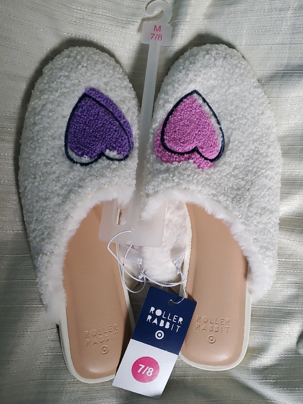 Roller Rabbit x Target Disco Hearts Fuzzy House Slippers 7/8